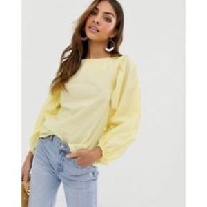 Yellow top with puff sleeves